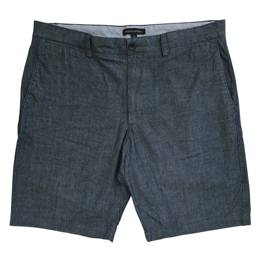 Banana Republic Chino Shorts Mens Size 36 W Blue Grey Chambray 100% Cotton